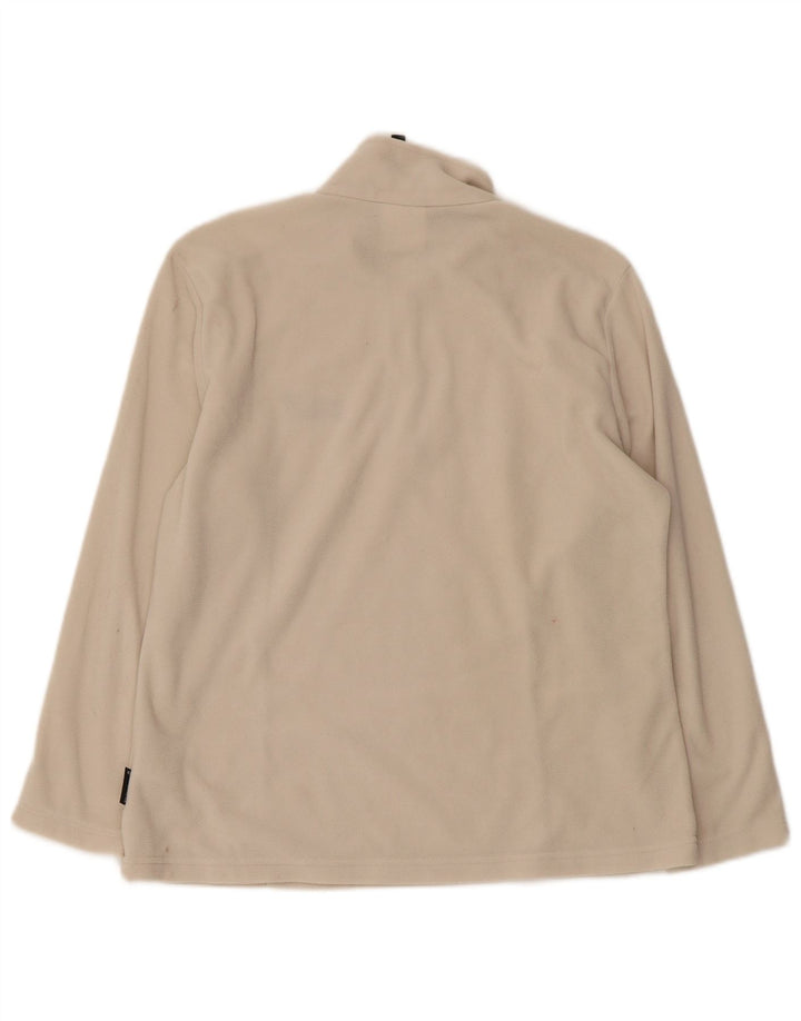 JACK WOLFSKIN Pulover pentru femei, cu fermoar și gât, din lână UK 16, mare, bej, poliester