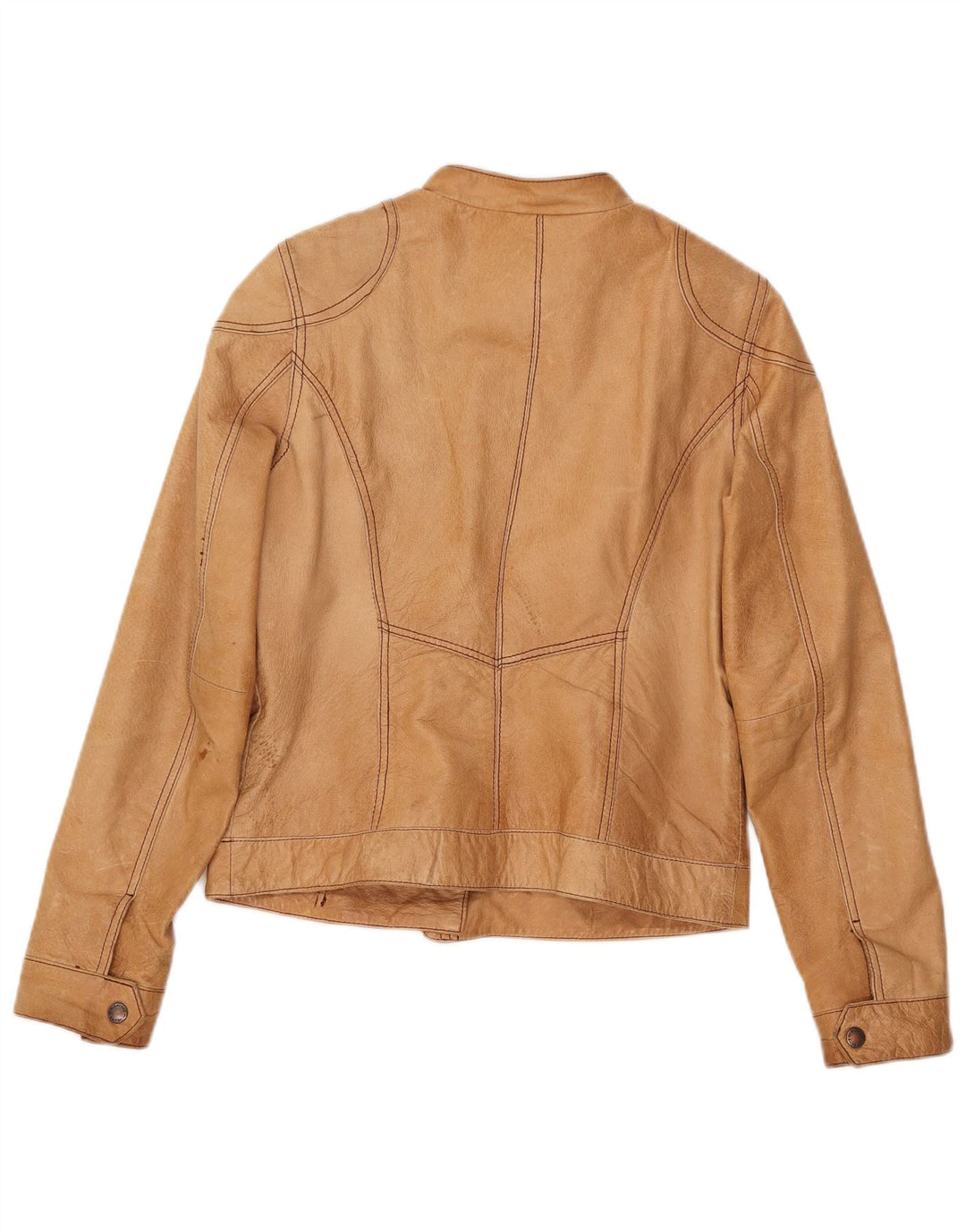 Jachetă de piele vintage pentru femei UK 12 Medium Beige Piele