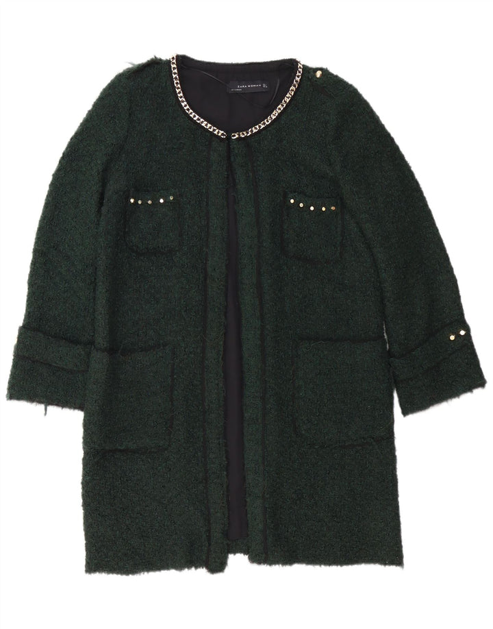 Pardesiu pentru femei Zara UK 16 mare, verde, acrilic