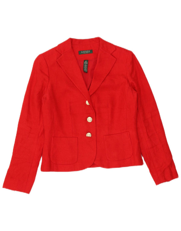 Jachetă pentru femei Ralph Lauren Petite Crop cu 3 nasturi, in roșu, SUA 2 XS