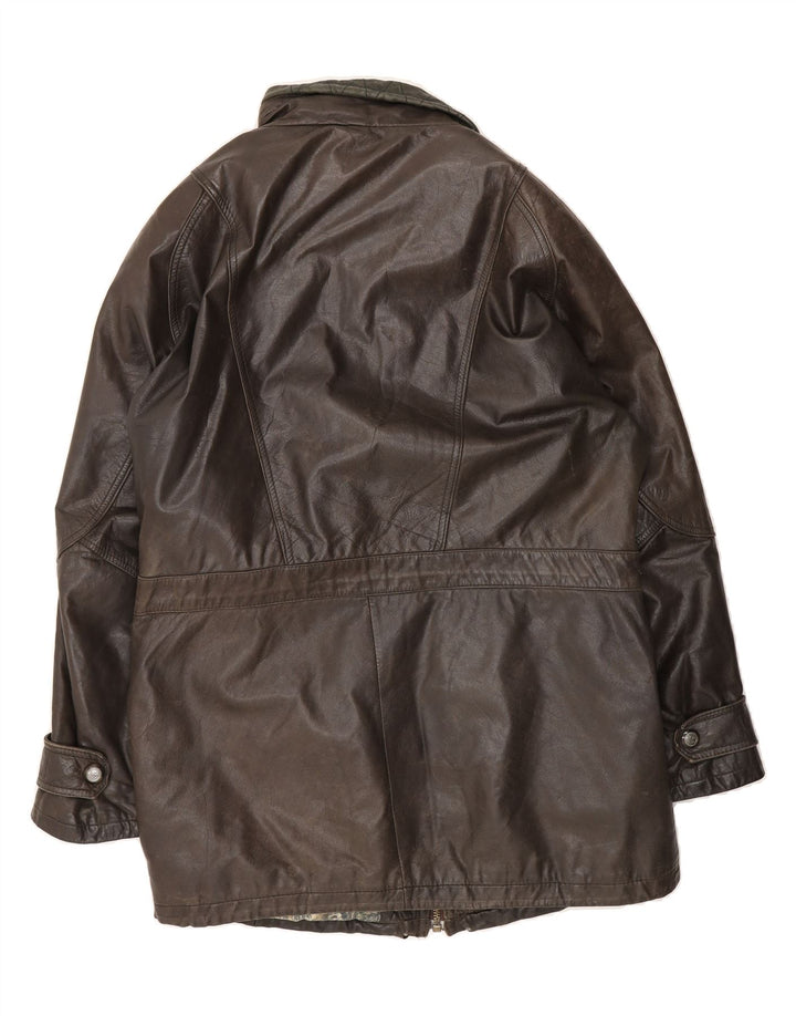VINTAGE Mens Leather Coat IT 50 Large Brown Leather Vintage Vintage and Second-Hand Vintage from Messina Hembry 