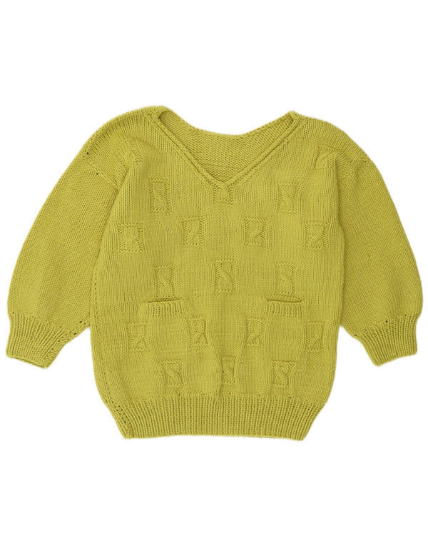 Pulover vintage pentru femei cu decolteu în V UK 16 mare verde