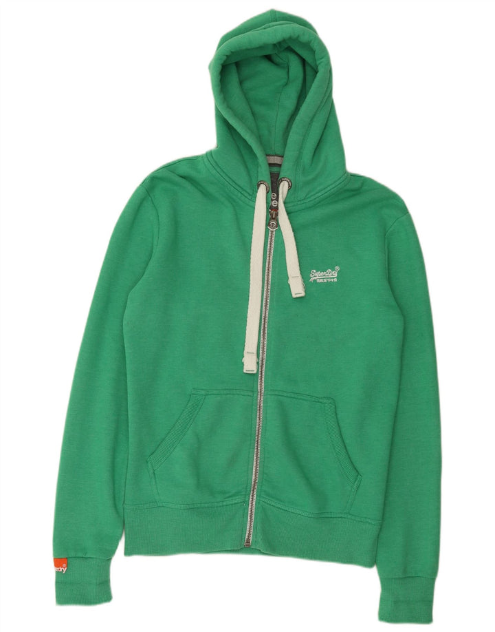 Pulover Superdry pentru bărbați, cu fermoar, bumbac verde mediu