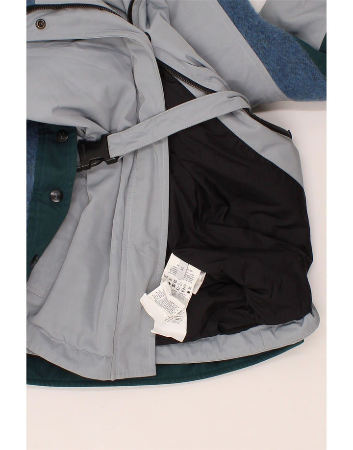 TRUSSARDI Womens Hooded Windbreaker Jacket EU 38 Medium Grey Colourblock Vintage Trussardi and Second-Hand Trussardi from Messina Hembry 