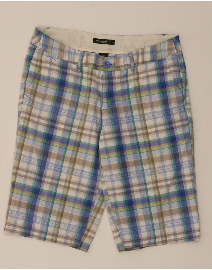 EDDIE BAUER Womens Chino Shorts US 10 Large W32 Blue Check Cotton Vintage Eddie Bauer and Second-Hand Eddie Bauer from Messina Hembry 