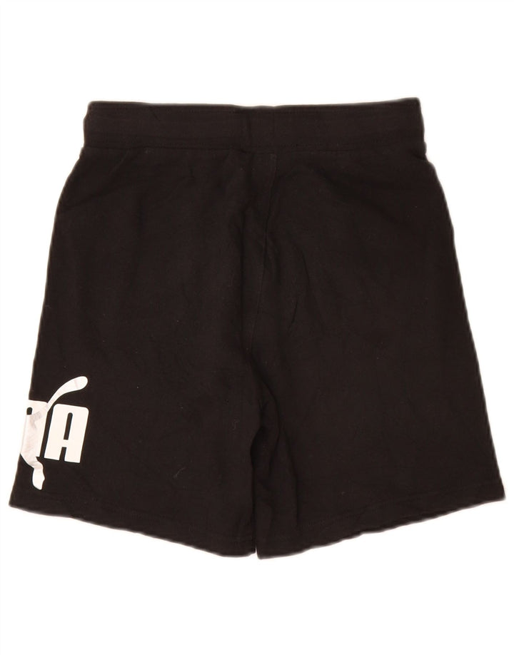 Pantaloni scurți sport grafic Puma pentru băieți 10-11 ani, bumbac mediu negru