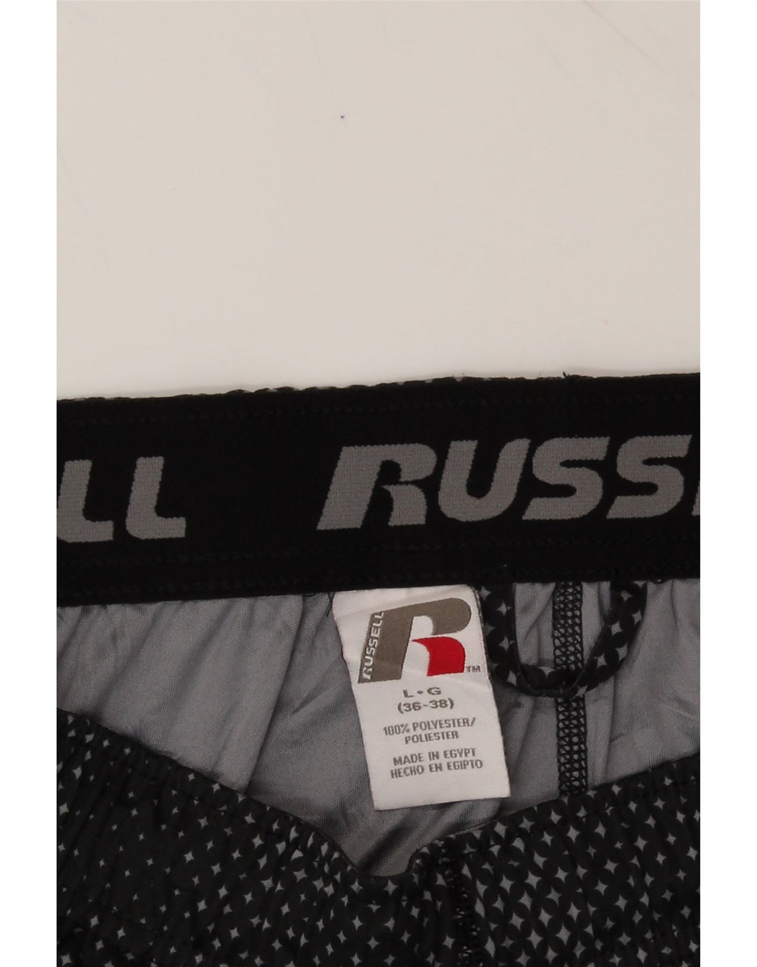 RUSSELL ATHLETIC Mens Sport Shorts Large  Black Flecked Polyester Vintage Russell Athletic and Second-Hand Russell Athletic from Messina Hembry 