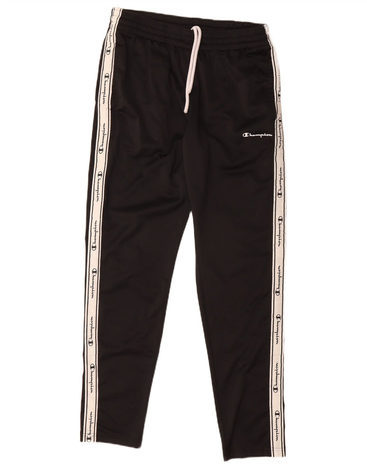 Pantaloni de trening grafic pentru bărbați Champion, negru mediu, poliester bloc de culoare