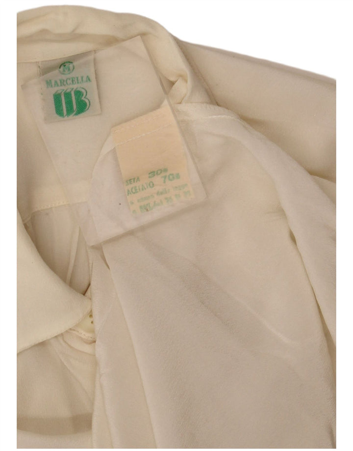 Bluză cămașă transparentă pentru femei MARCELLA UK 14, mătase medie alb catifelat