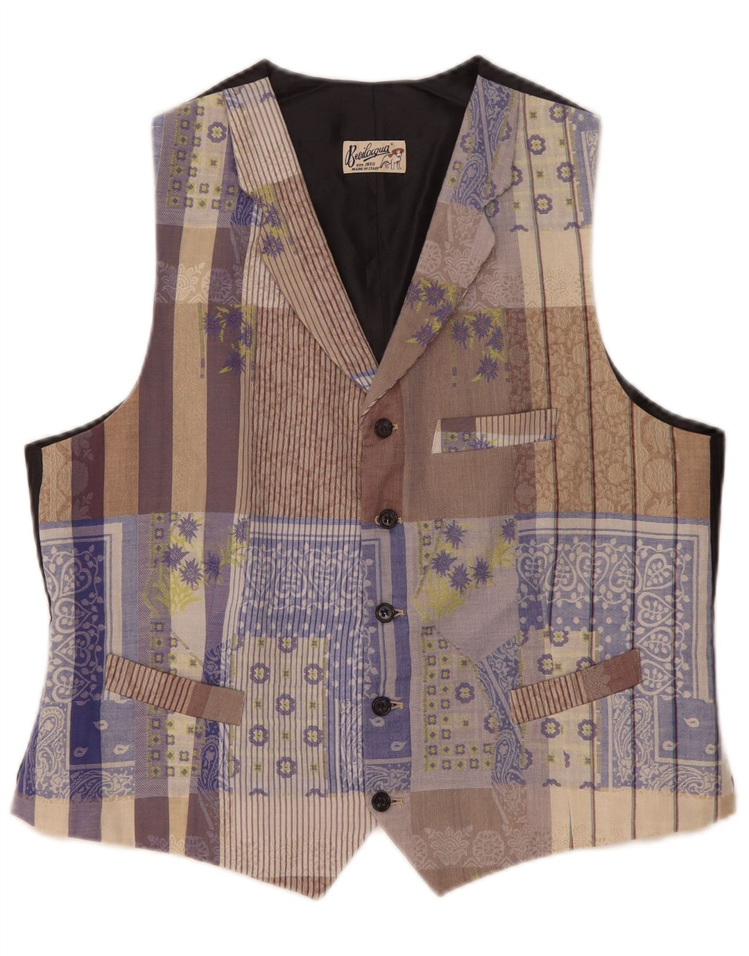 Vestă vintage pentru bărbați XL din bumbac mozaic multicolor