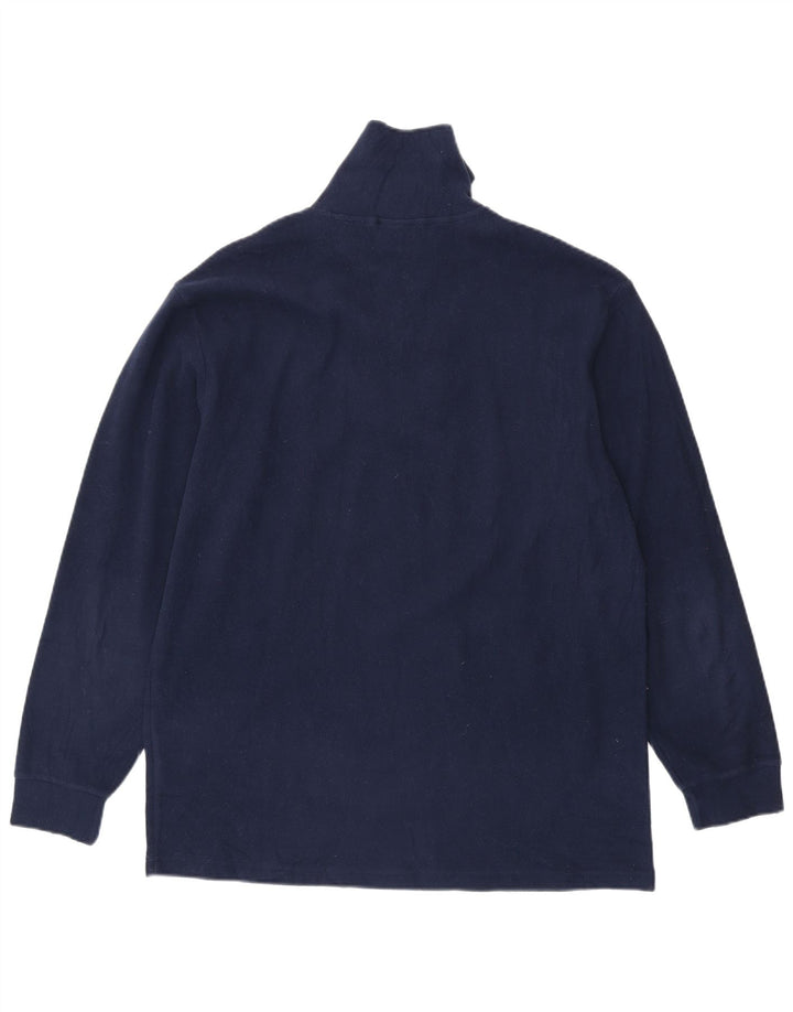 DIADORA Mens Zip Neck Fleece Jumper Large Navy Blue Polyester