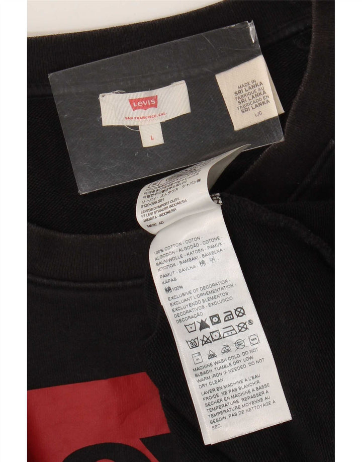Levi's Pulover cu grafic pentru femei UK 16, mare, negru, bumbac