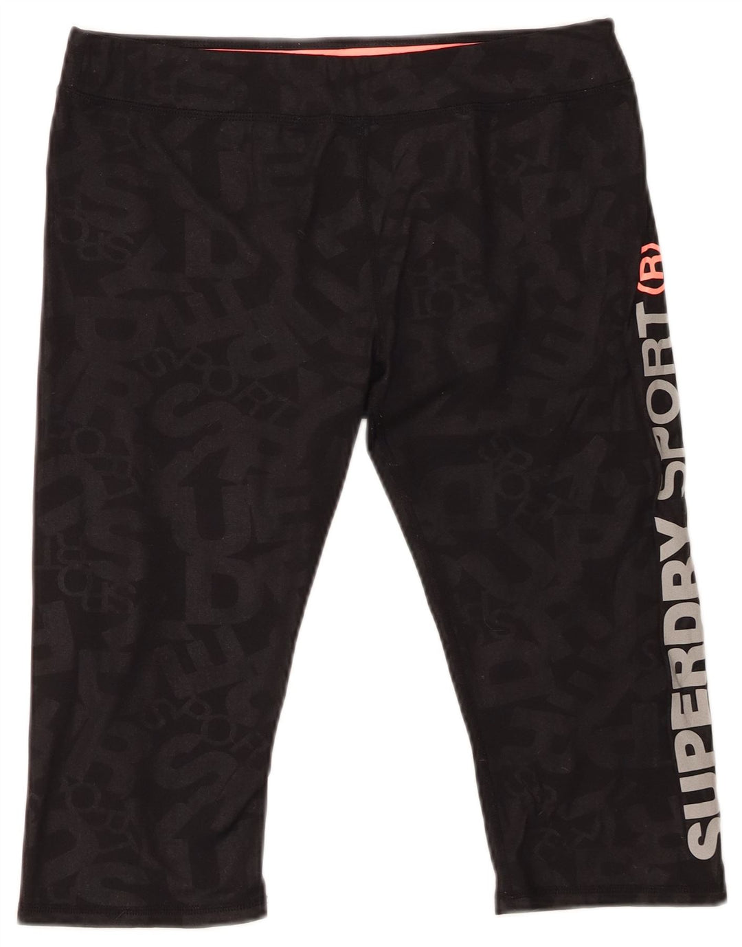 Pantaloni scurti sport grafic SUPERDRY pentru femei UK 14, mari, negru, poliester