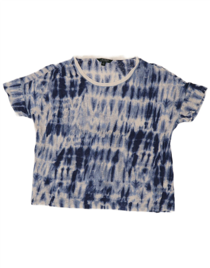 RALPH LAUREN Tricou pentru femei Top UK 14 Medium Blue Tie Dye In