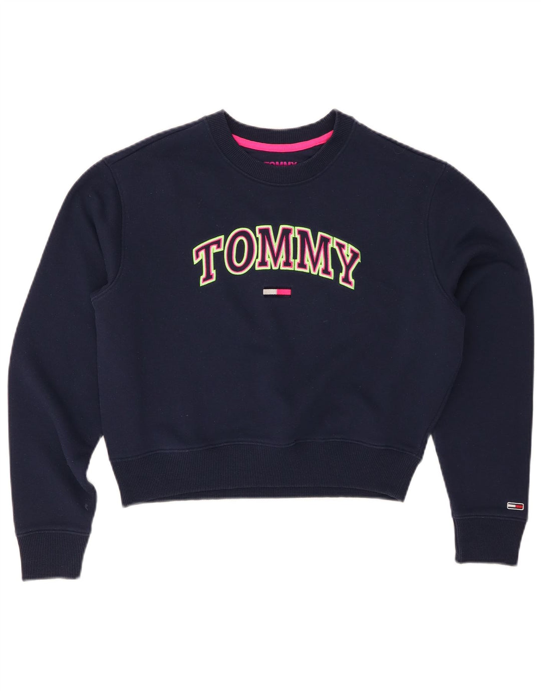 TOMMY HILFIGER Hanorac crop pentru femei Pulover UK 10 Mic Bleumarin