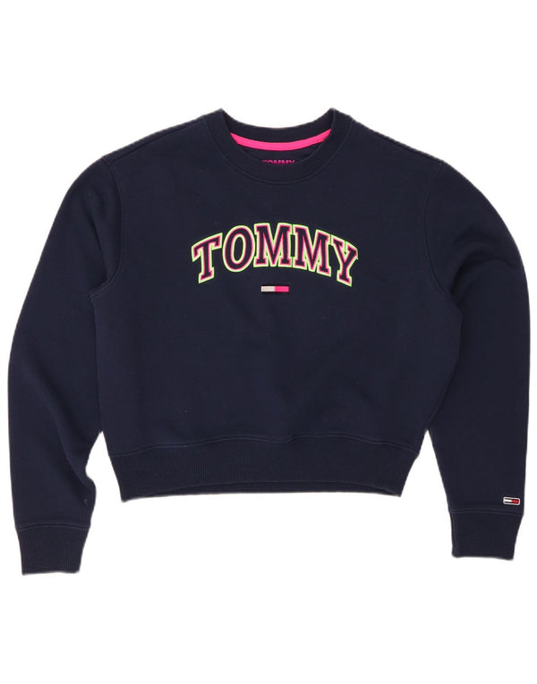 TOMMY HILFIGER Hanorac crop pentru femei Pulover UK 10 Mic Bleumarin
