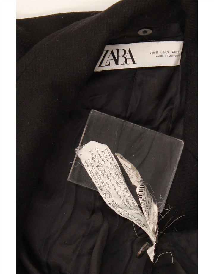 ZARA Pardesiu Femei UK 10 Mic Lână Neagră