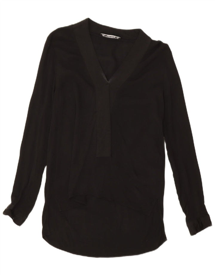 Bluză cu mânecă lungă pentru femei Zara UK 14 Medium Black Viscose