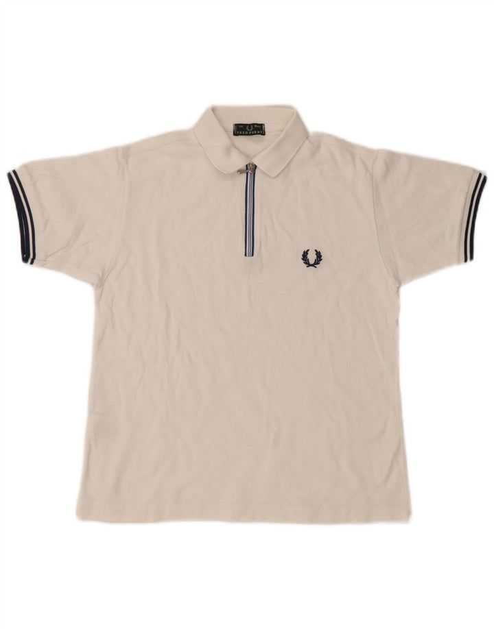 FRED PERRY Boys Polo Shirt 7-8 Years White Cotton