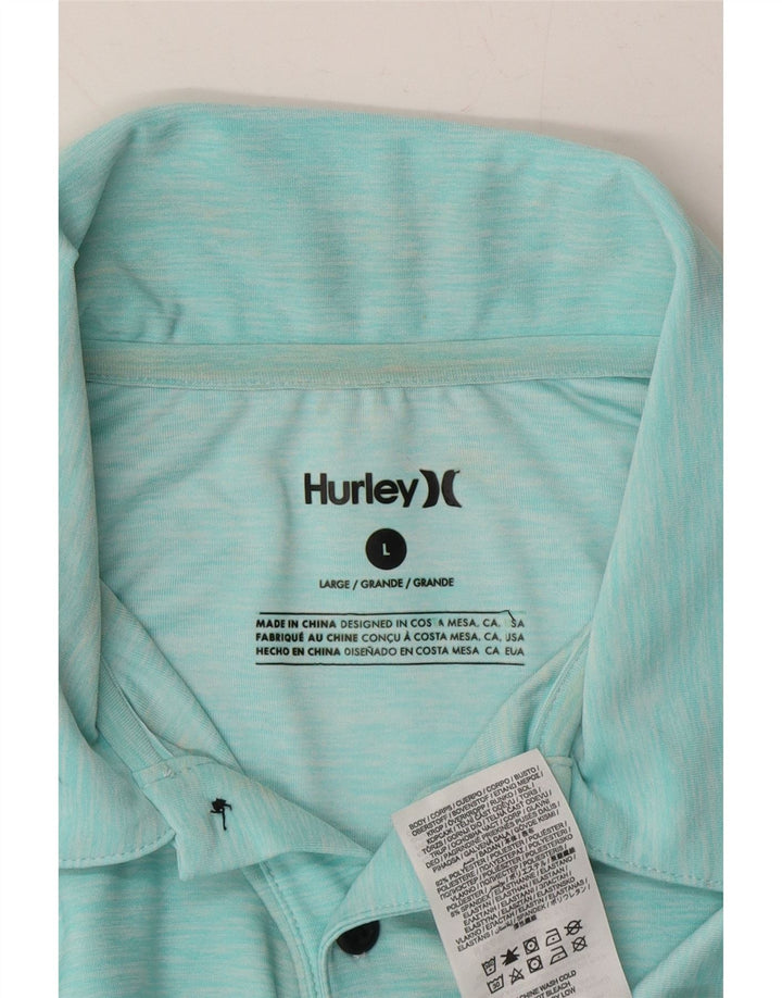 HURLEY Mens Polo Shirt Large Blue Polyester Vintage Hurley and Second-Hand Hurley from Messina Hembry 