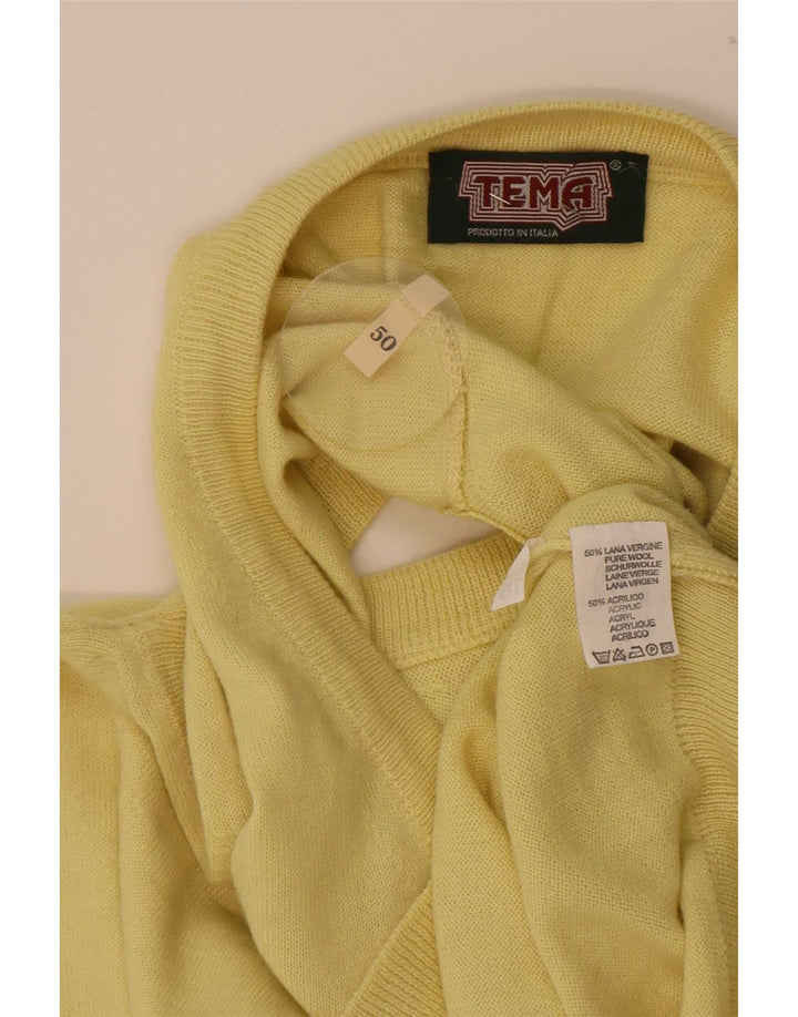 Vintage Mens Vest Tank Top IT 50 Medium Galben Lână