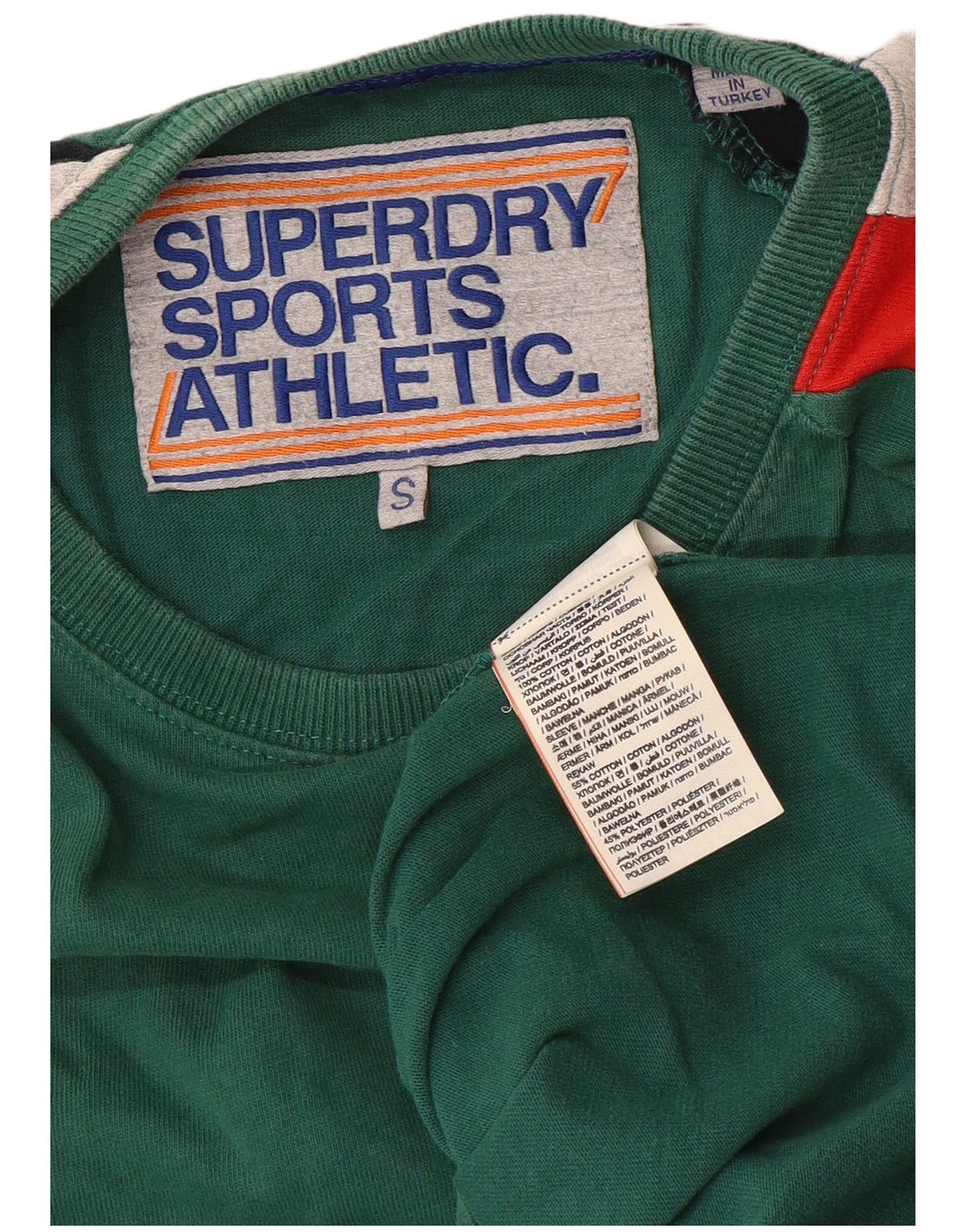 Top grafic pentru bărbați Superdry cu mânecă lungă, bumbac color bloc verde mic