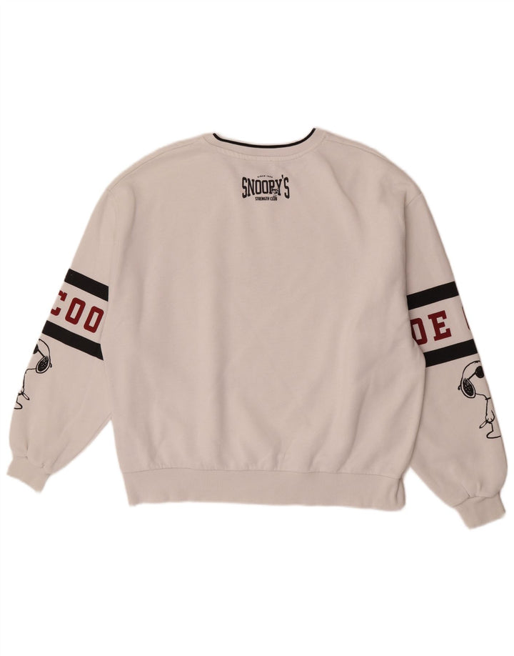Pull & Bear Pull & Bear Peanuts Graphic Pulover pentru bărbați, mediu alb, bloc de culoare