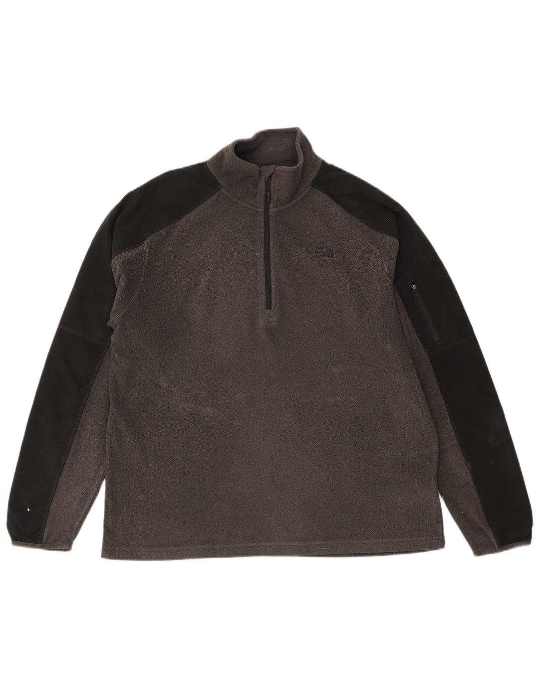 Pulover pentru bărbați The North Face, cu fermoar și gât, din lână, mare, gri, poliester color bloc