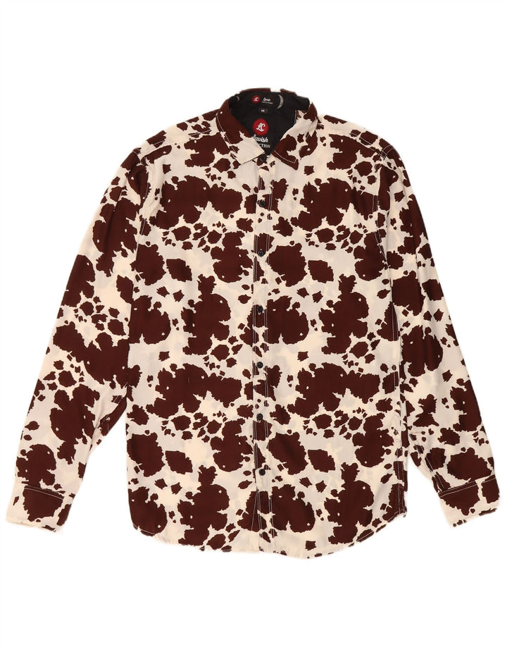 Cămașă Vintage pentru bărbați cu model abstract, maro mediu, imprimeu animal