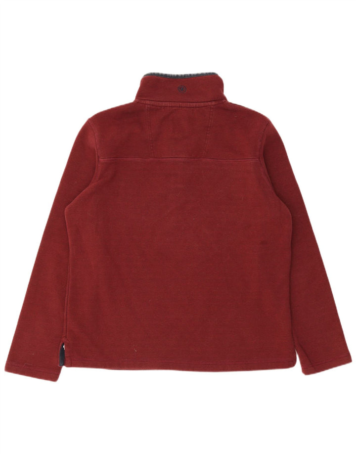Fat Face Bărbați Buton Gâtul Hanorac Pulover Mare Bumbac Burgundy