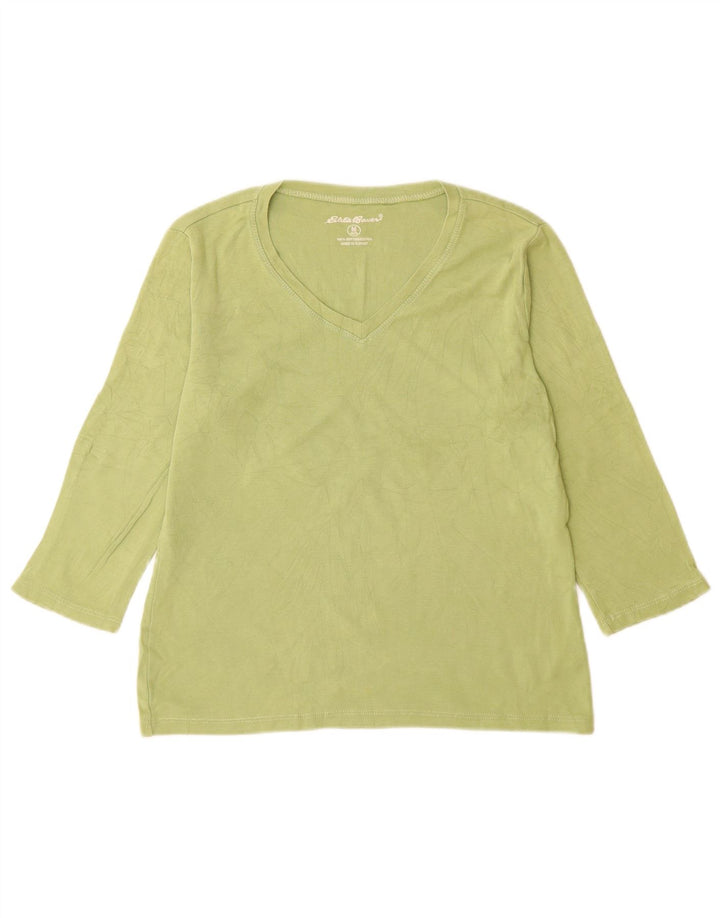 Eddie Bauer Top pentru femei cu mâneci 3/4 UK 12, bumbac verde mediu
