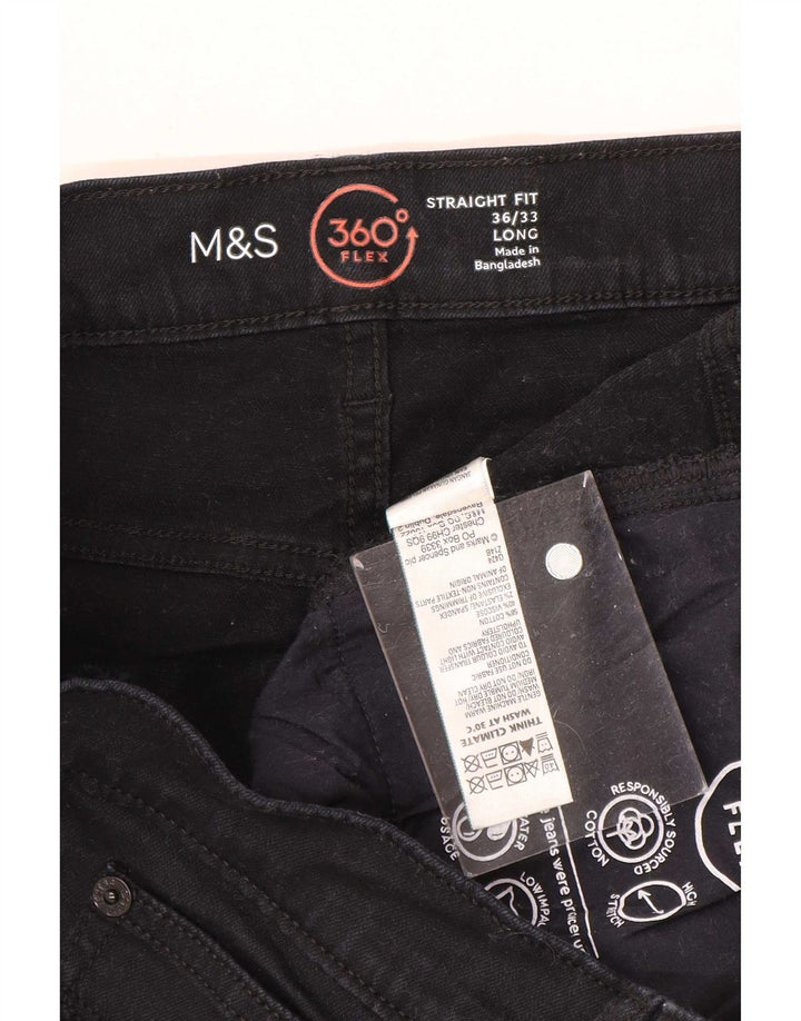 Blugi drepti pentru bărbați Marks & Spencer W36 L33 bumbac negru