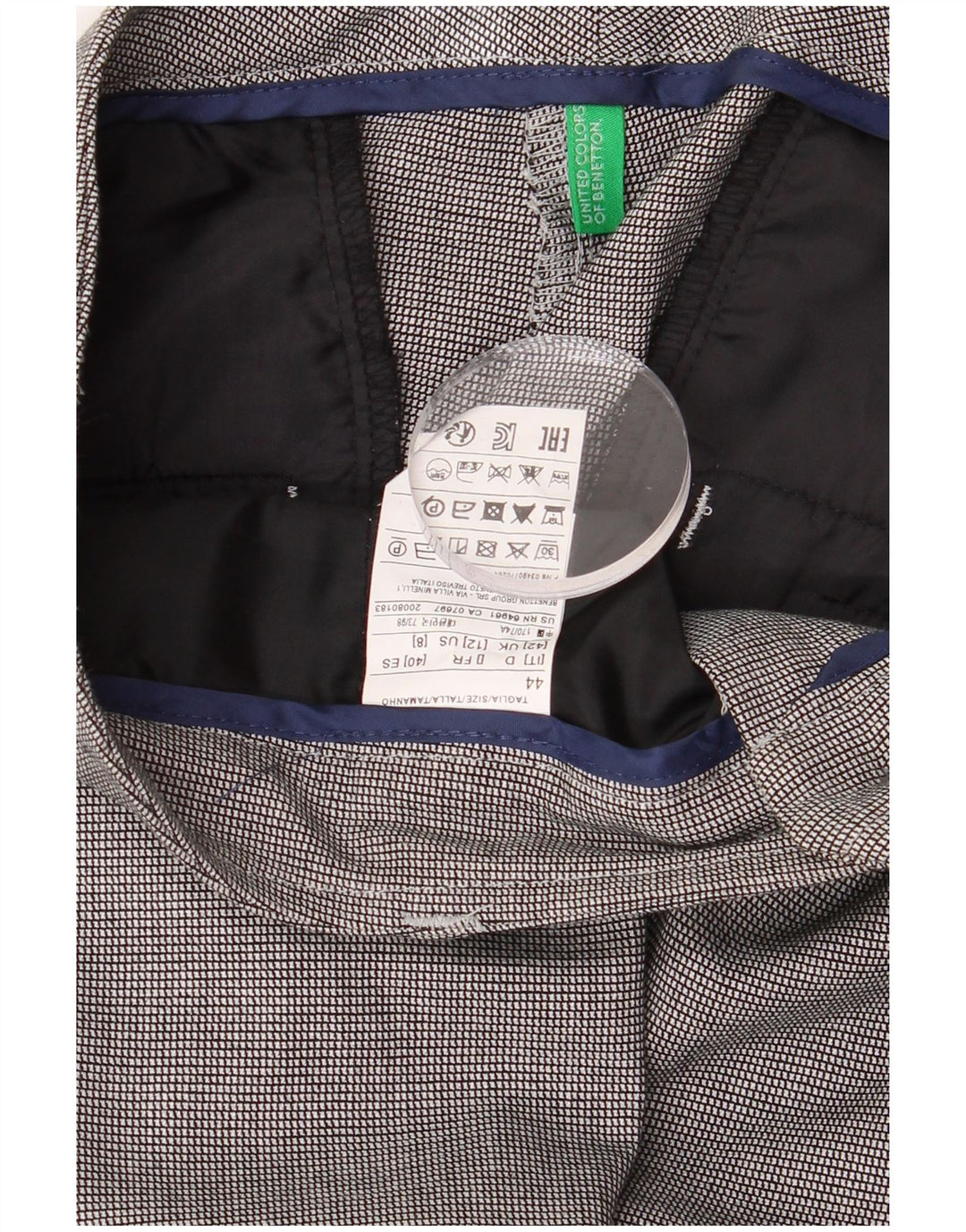Pantaloni de costum conici pentru femei Benetton UK 12 Medium W32 L28 Gri Houndstooth