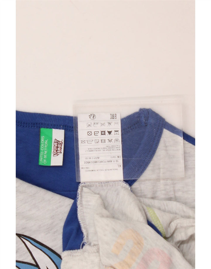 BENETTON Pulover cu gât crew Looney Tunes pentru băieți 10-11 ani XL gri