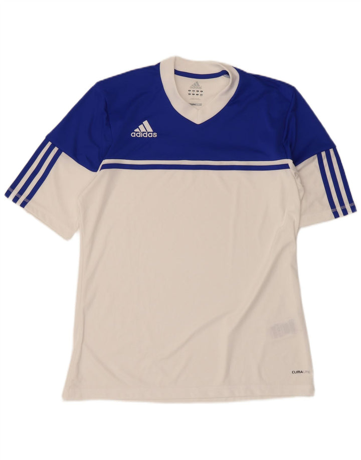 Tricou Adidas Climalite pentru bărbați Top Mediu Alb Poliester Colorblock