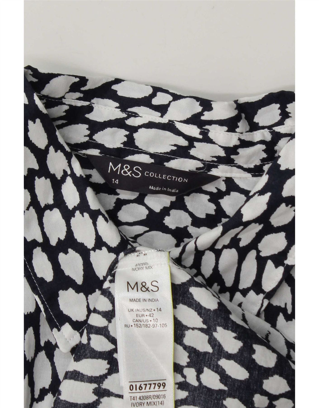 Cămașă pentru femei Marks & Spencer UK 14 mare, bumbac cu pete albe