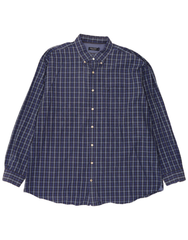 Cămașă pentru bărbați Nautica Tailored Fit 3XL, bumbac cu carouri bleumarin