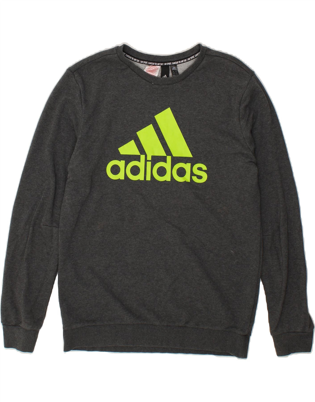 ADIDAS Boys Graphic Sweatshirt Jumper 15-16 Years Grey Cotton Vintage Adidas and Second-Hand Adidas from Messina Hembry 