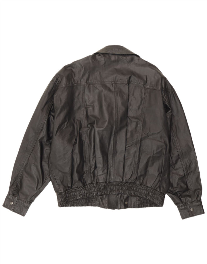 Jachetă de piele vintage pentru bărbați UK 42 XL neagră