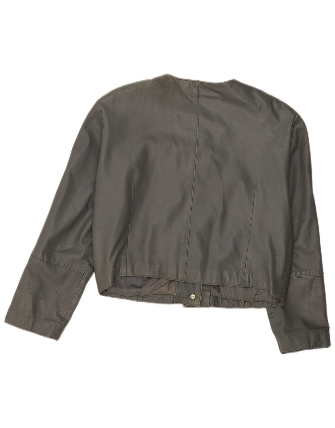 Bomber din piele pentru femei VINTAGE UK 12 din piele gri medie