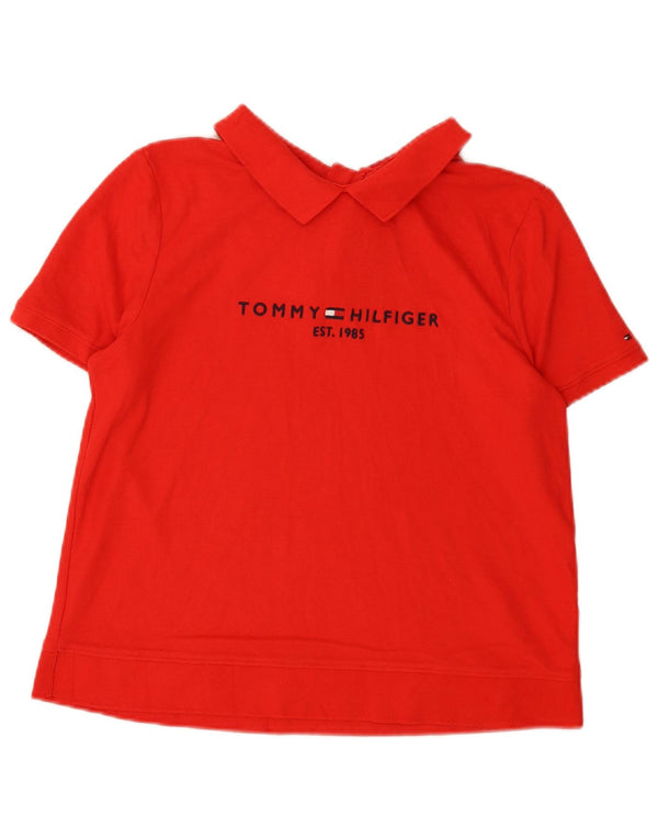 Tricou polo cu grafic pentru femei Tommy Hilfiger UK 14 mare bumbac roșu
