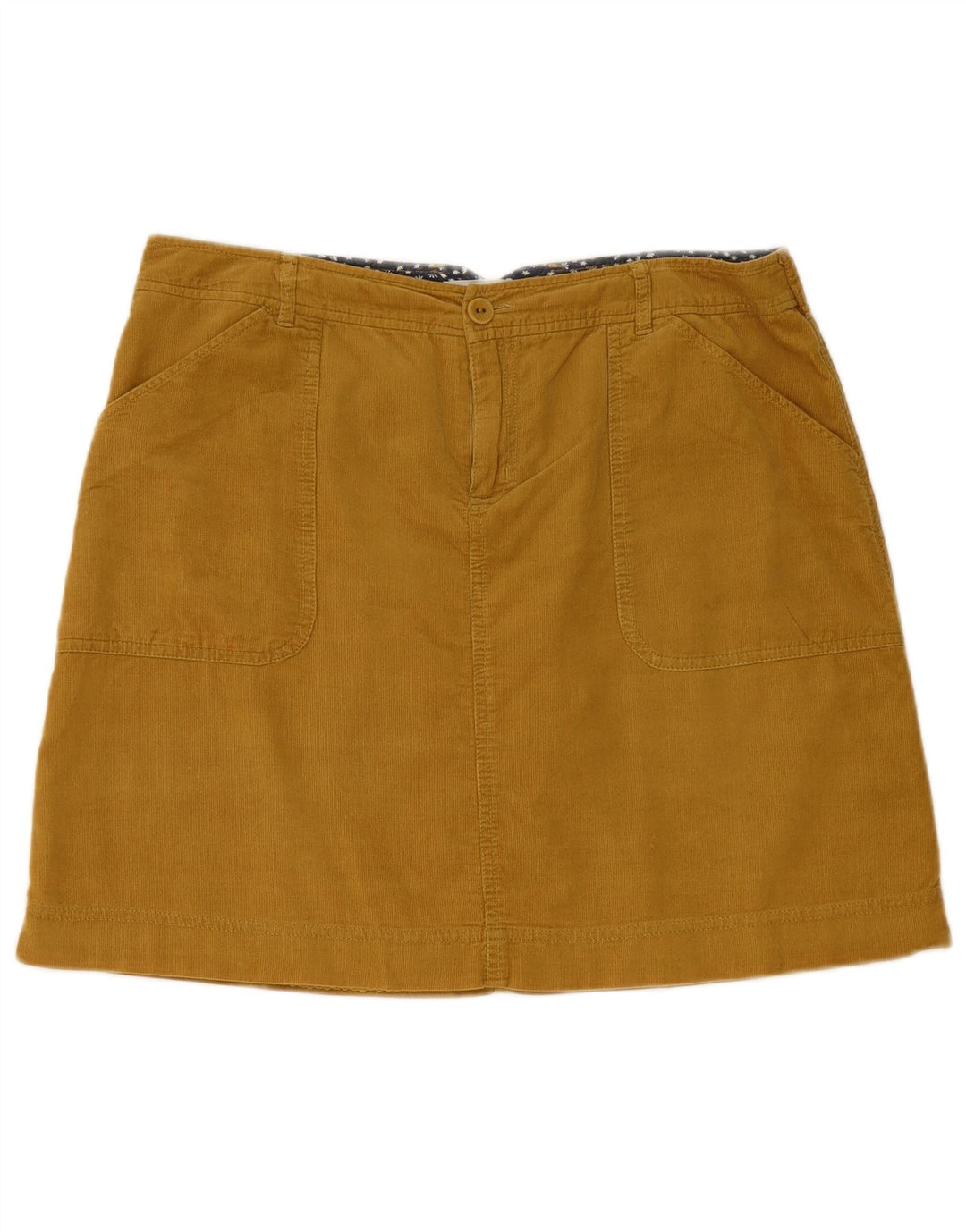WHITE STUFF Mini fustă din velur pentru femei UK 12 Medium W32 Bumbac galben