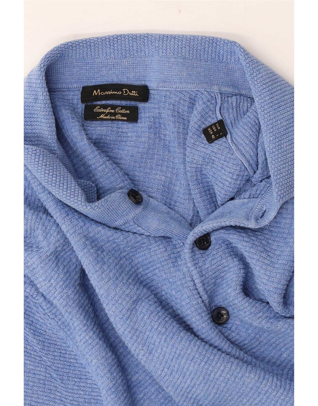 Pulover Massimo Dutti pentru bărbați, cu mânecă scurtă, cu gât polo, mare, albastru