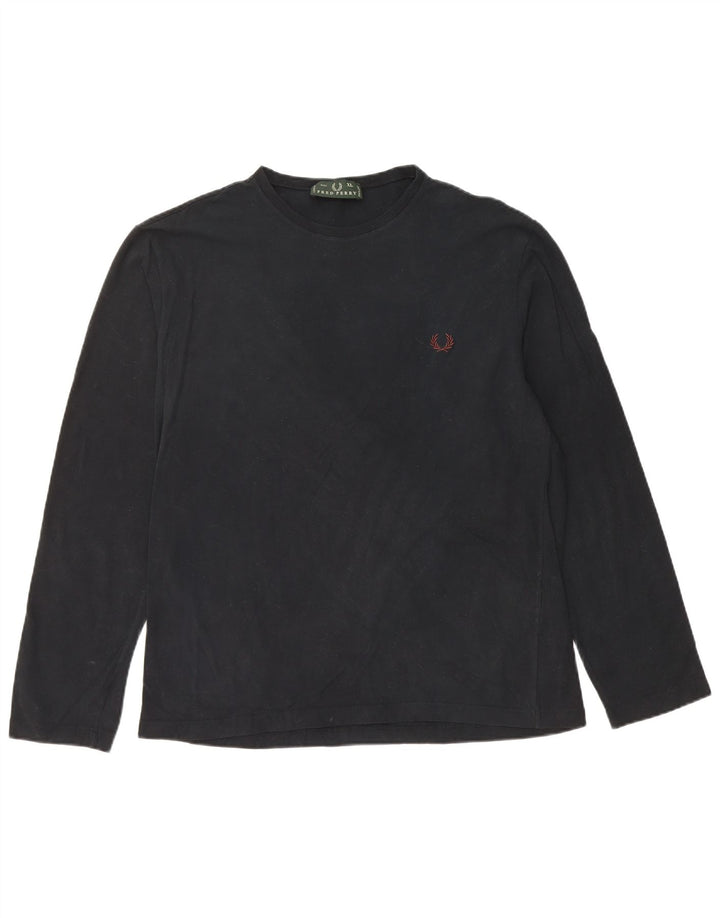 FRED PERRY Top pentru bărbați cu mânecă lungă XL, bumbac negru