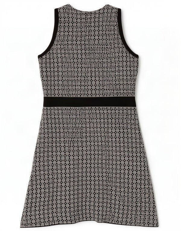 Rochie A-Line fără mâneci din tricot Zara pentru femei UK 14, mare, neagră, geometrică