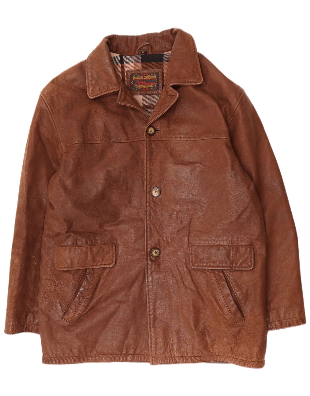 Jachetă de piele vintage pentru bărbați UK 42 XL din piele maro