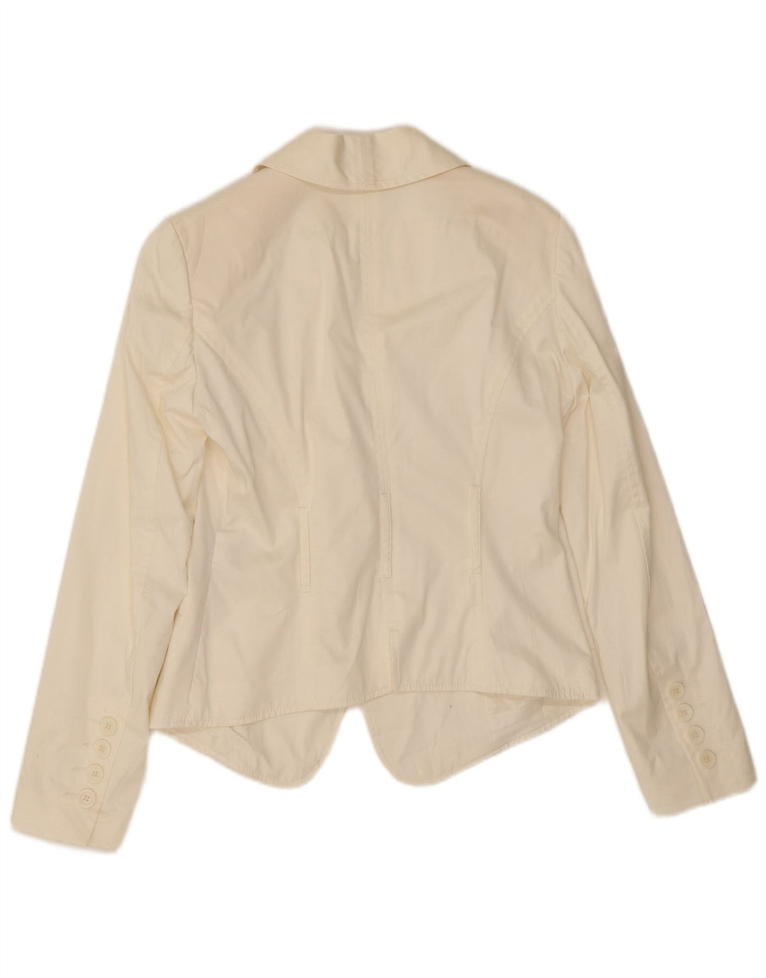Germano Zama Jachetă Blazer Femei 1 Buton UK 8 Bumbac Alb Mic