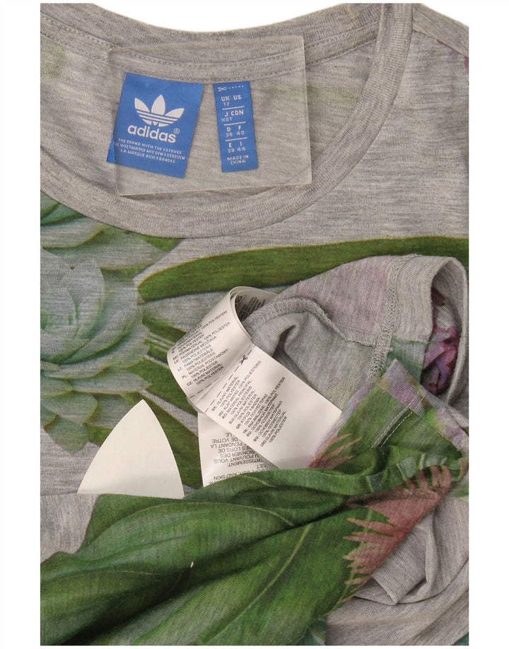 Tricou grafic Adidas pentru femei Top UK 12 Medium Gri Floral Poliester