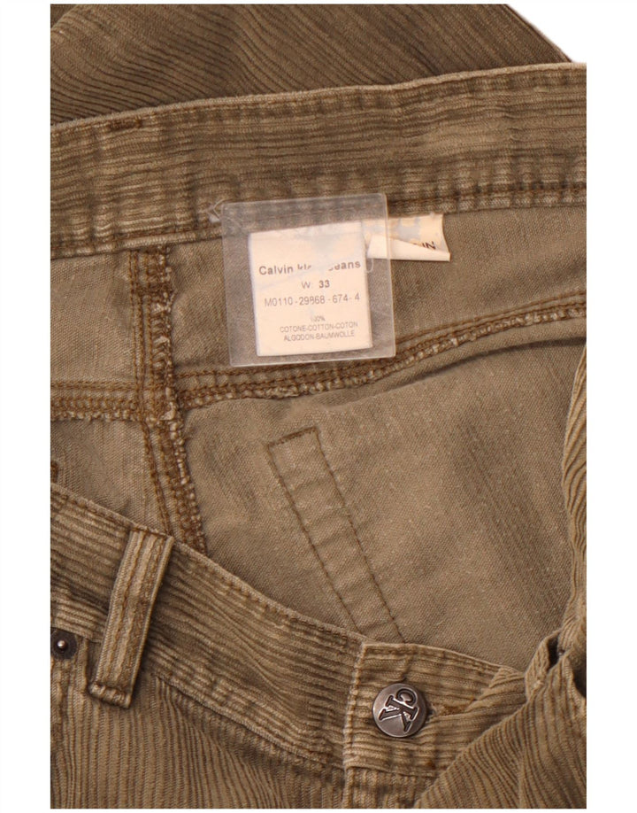 CALVIN KLEIN Pantaloni drepti pentru bărbați din velur, L33 L32, bumbac maro