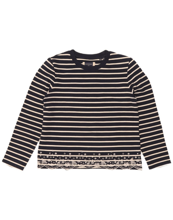 Top supradimensionat pentru femei Superdry cu mânecă lungă UK 10 mic, bleumarin, cu dungi